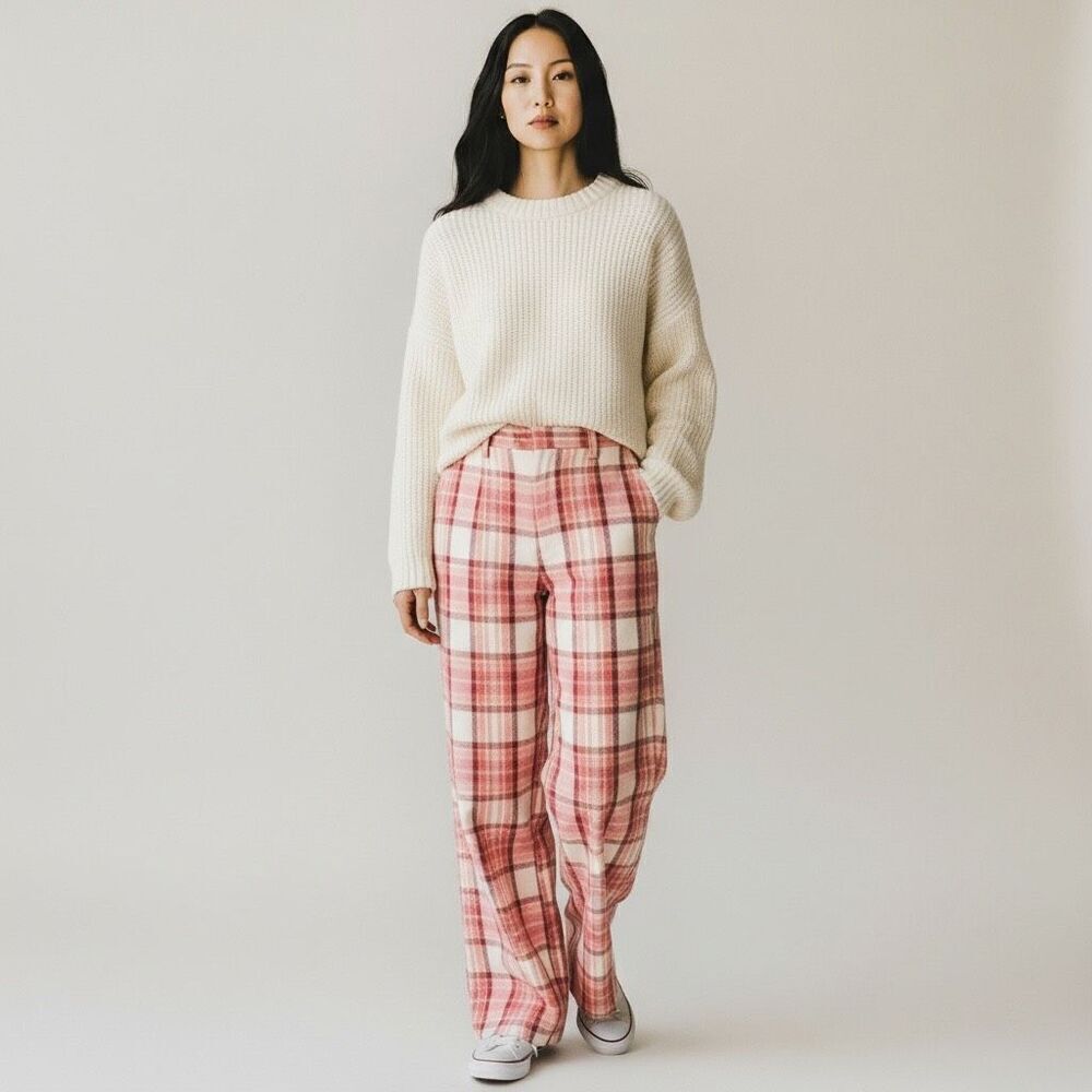 J.Crew Snowy Stewart Tartan Flannel Wide-Leg Pajama Pants Red Plaid,  SZ S NWT